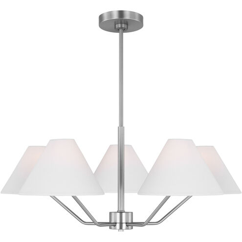 Drew & Jonathan Burke 5 Light 30 inch Brushed Steel Chandelier Ceiling Light