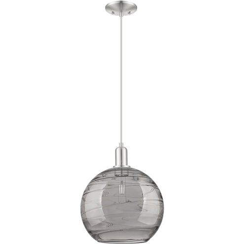 Arcadia Athens Deco Swirl 1 Light 12 inch Brushed Satin Nickel Mini Pendant Ceiling Light