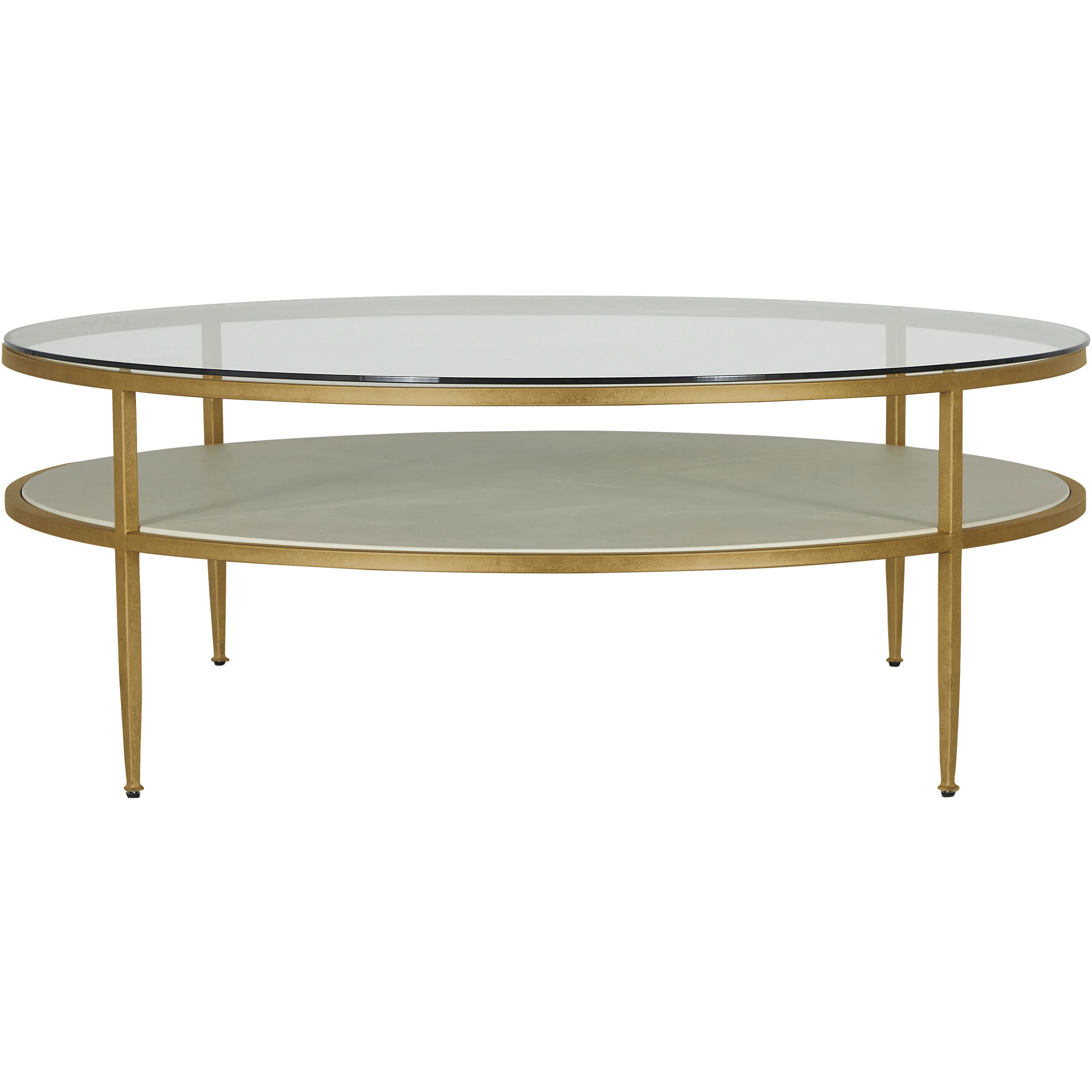 Constance 50 X 50 inch White Leather and Antique Brass Leaf Coffee Table