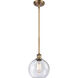 Ballston Athens 1 Light 8 inch Brushed Brass Pendant Ceiling Light in Seedy Glass, Ballston
