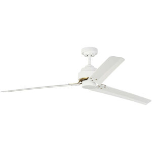 Arcade 68 inch Matte White Ceiling Fan in Matte White and Burnished Brass