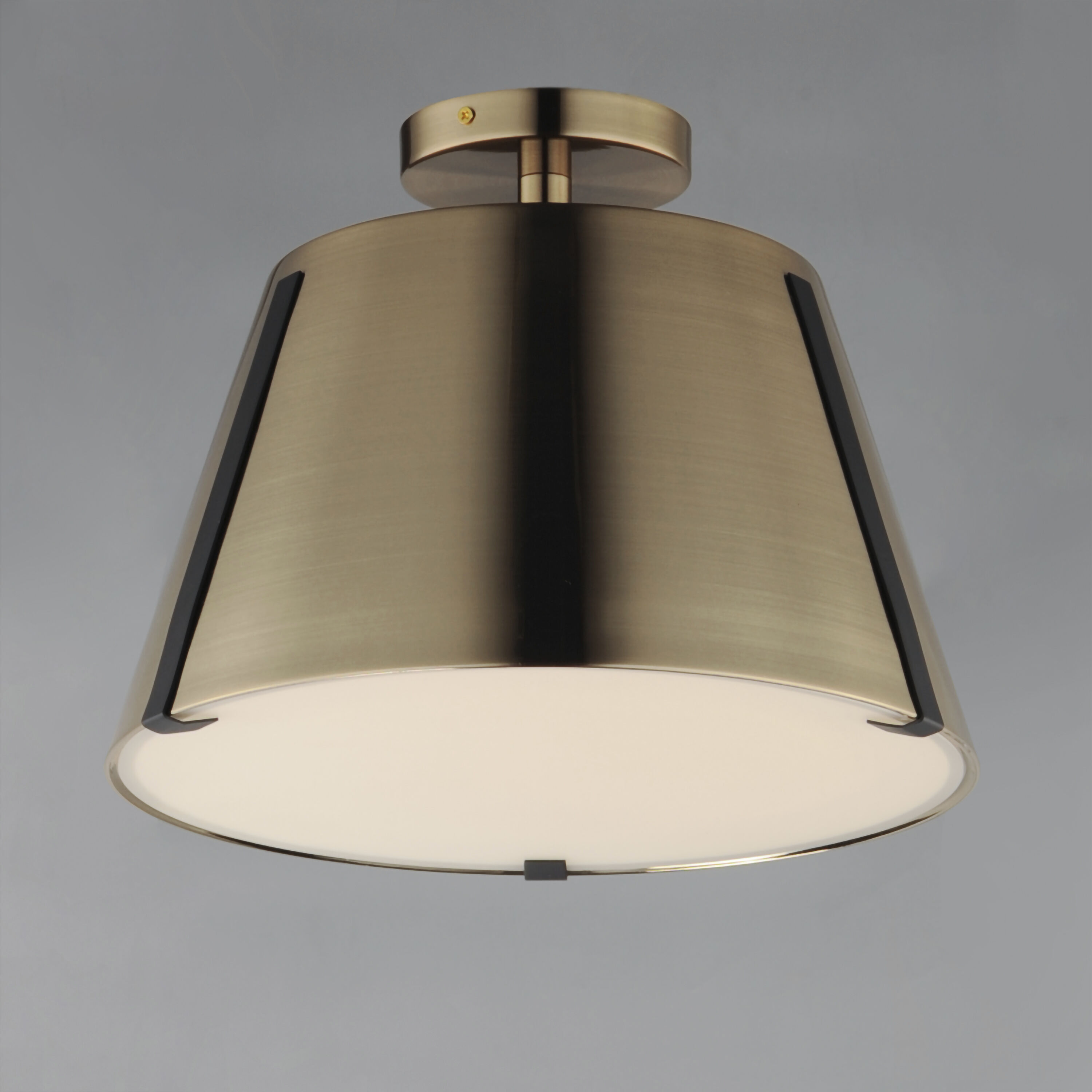 Carlo LED 13.75 inch Dark Bronze/Leather/Heritage Brass Semi-Flush Mount Ceiling Light