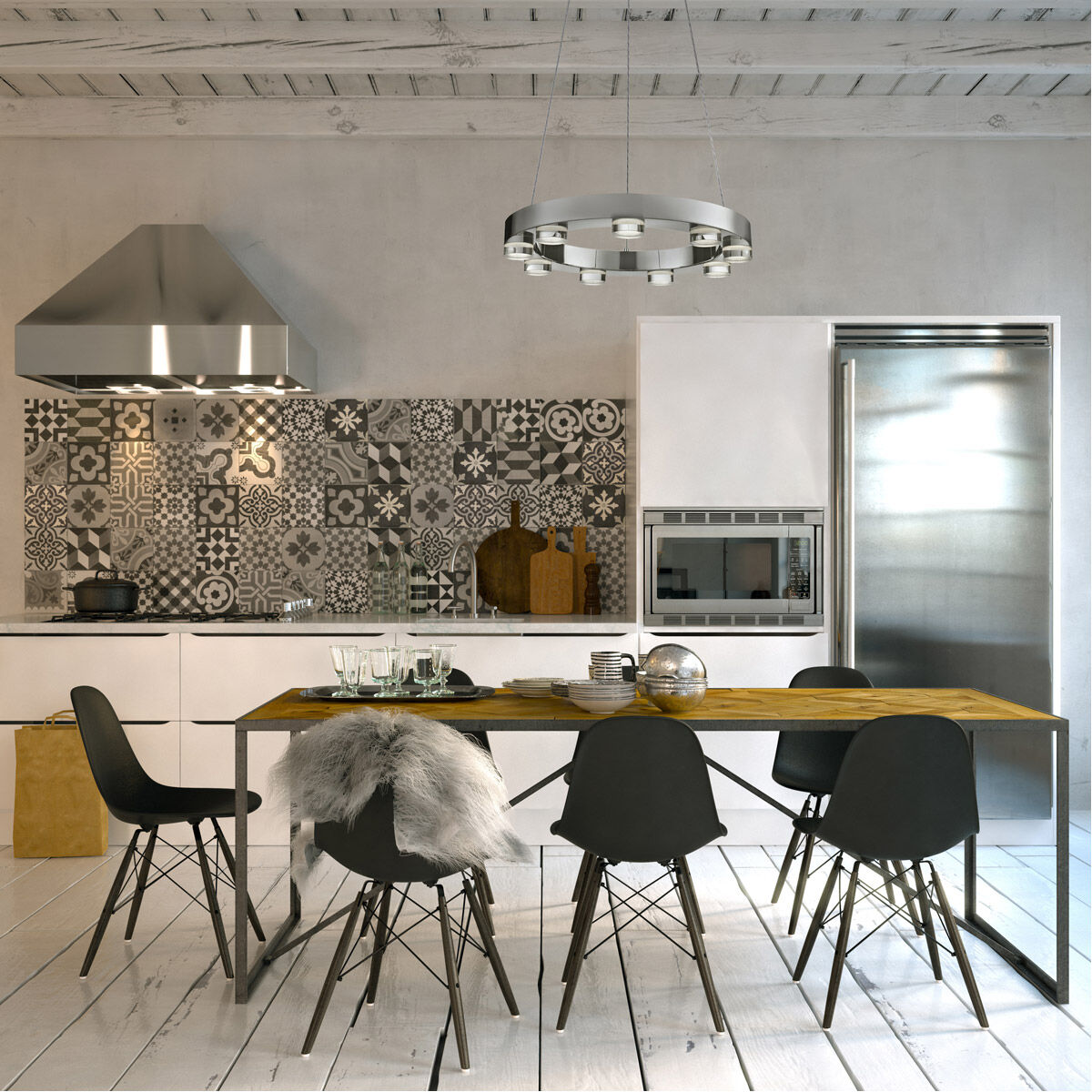 Belle LED 20 inch Chrome Multi Light Pendant Ceiling Light