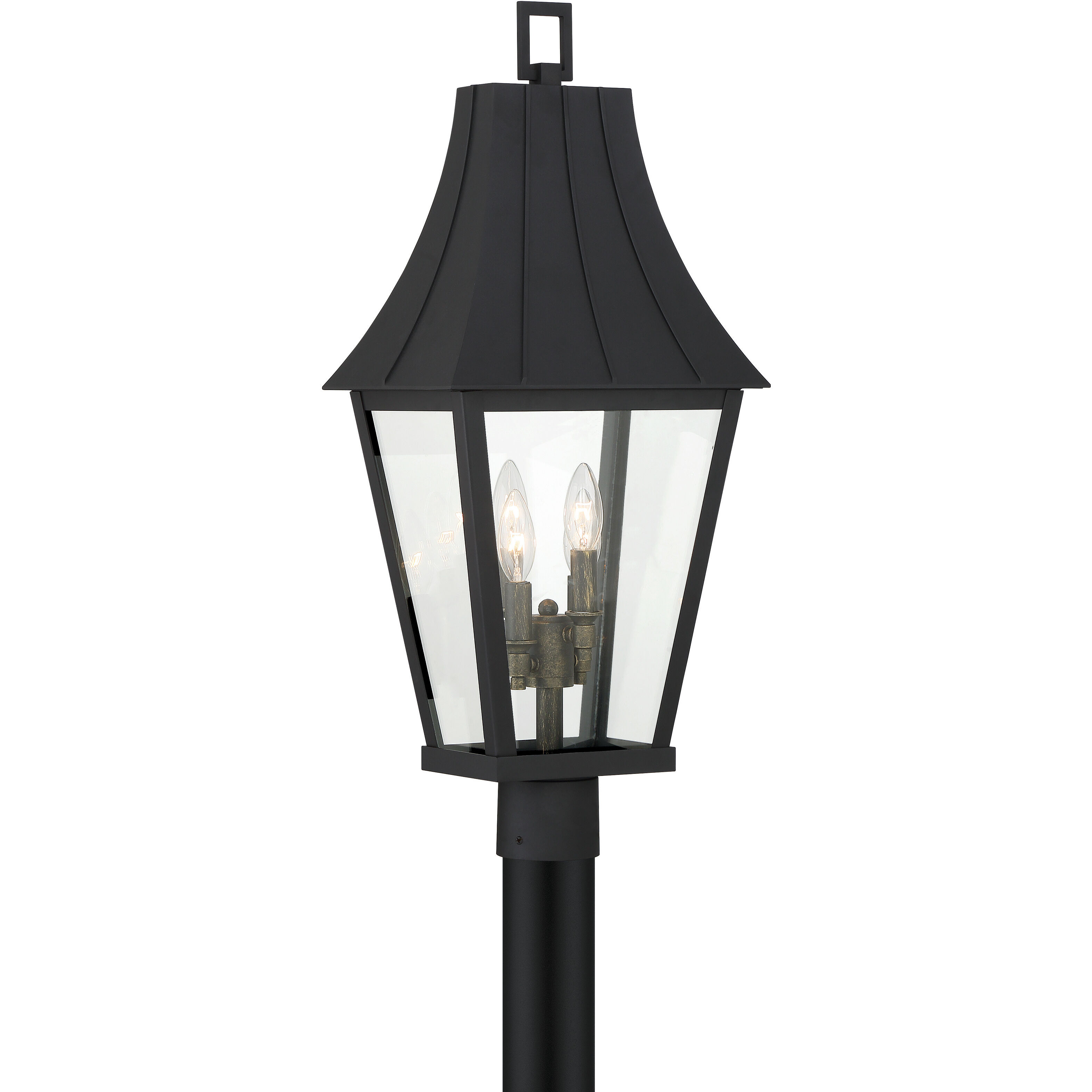 Chateau Grande 4 Light 28 inch Coal/Gold Outdoor Post, Great Outdoors