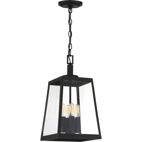 Halifax 4 Light 10 inch Matte Black and Glass Outdoor Hanging Lantern