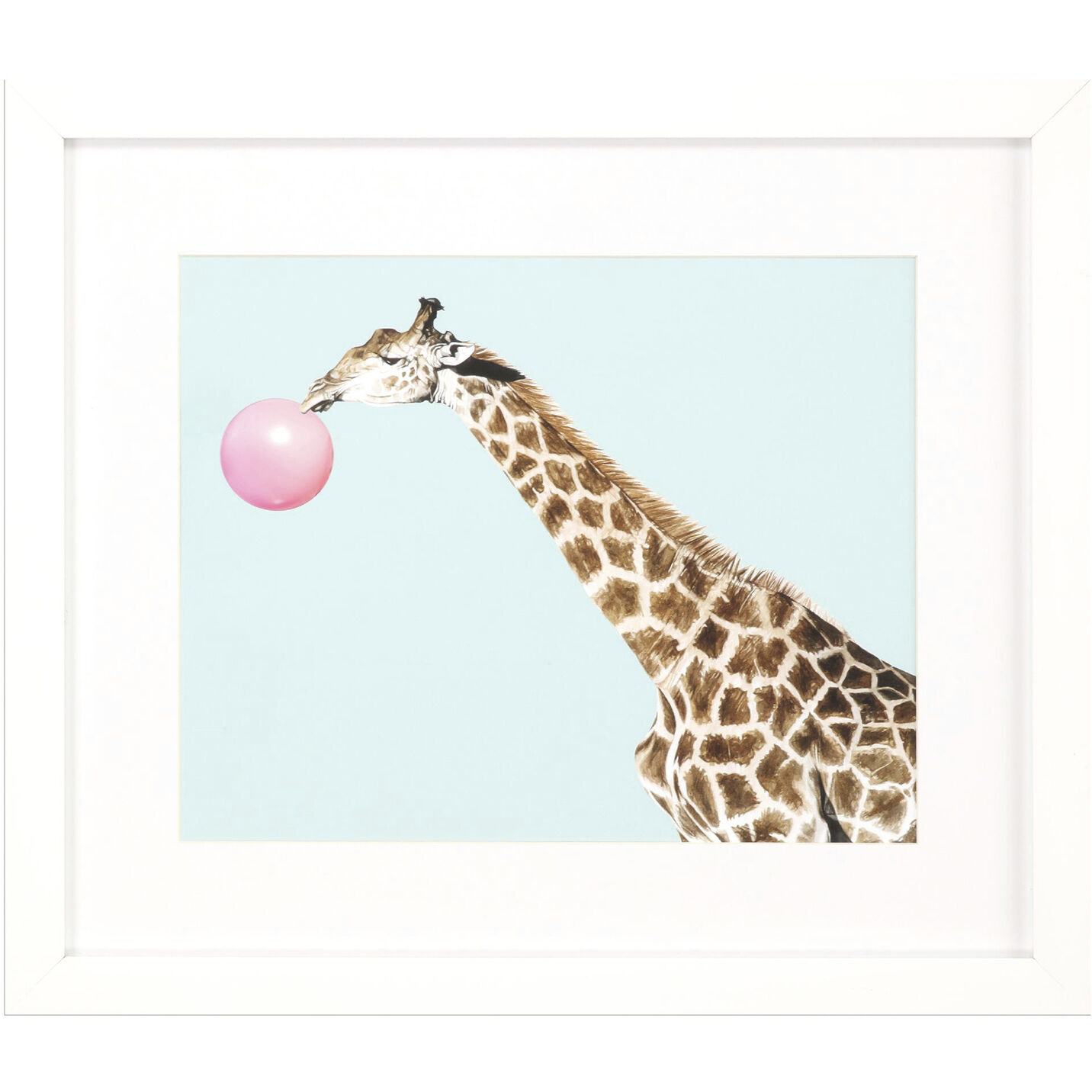 Giraffe Pop / Zebra Corn Pink and Turquoise and Black and White Framed Art, Propac