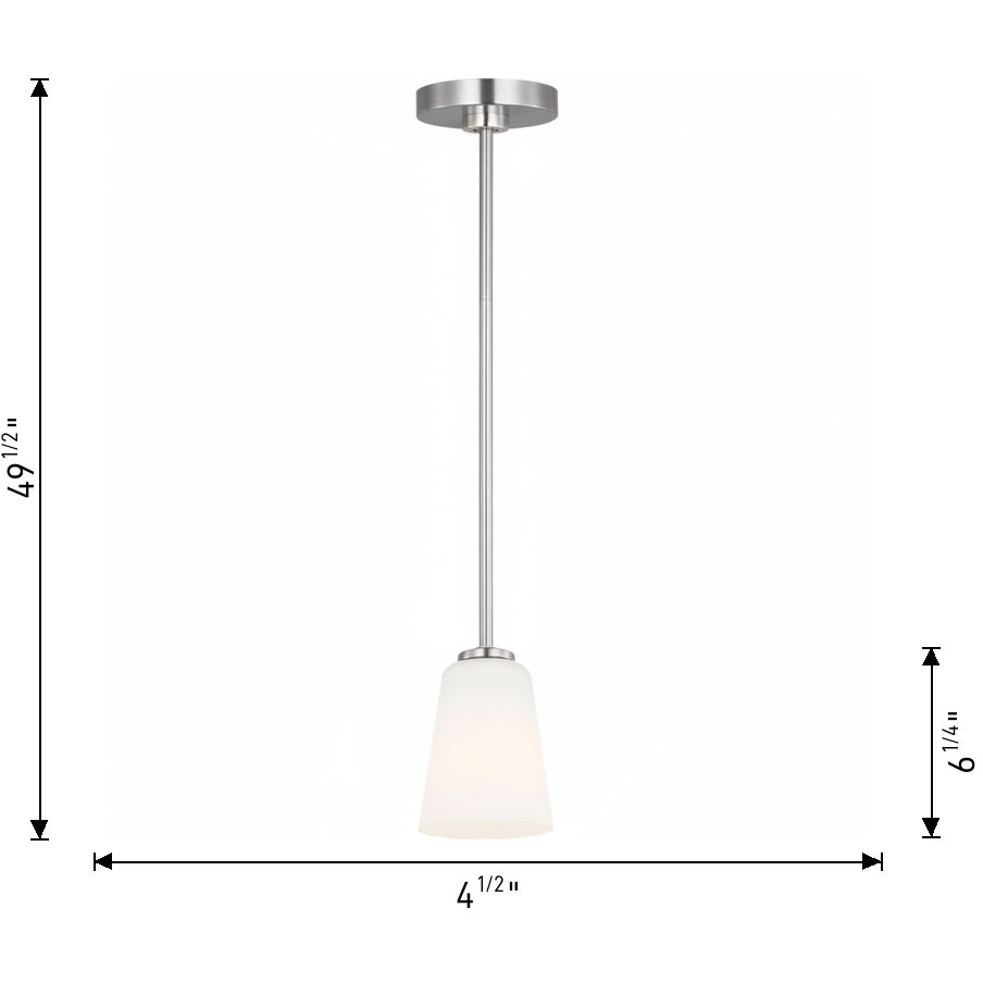 Miles 1 Light 4.5 inch Satin Brass Mini Pendant Ceiling Light