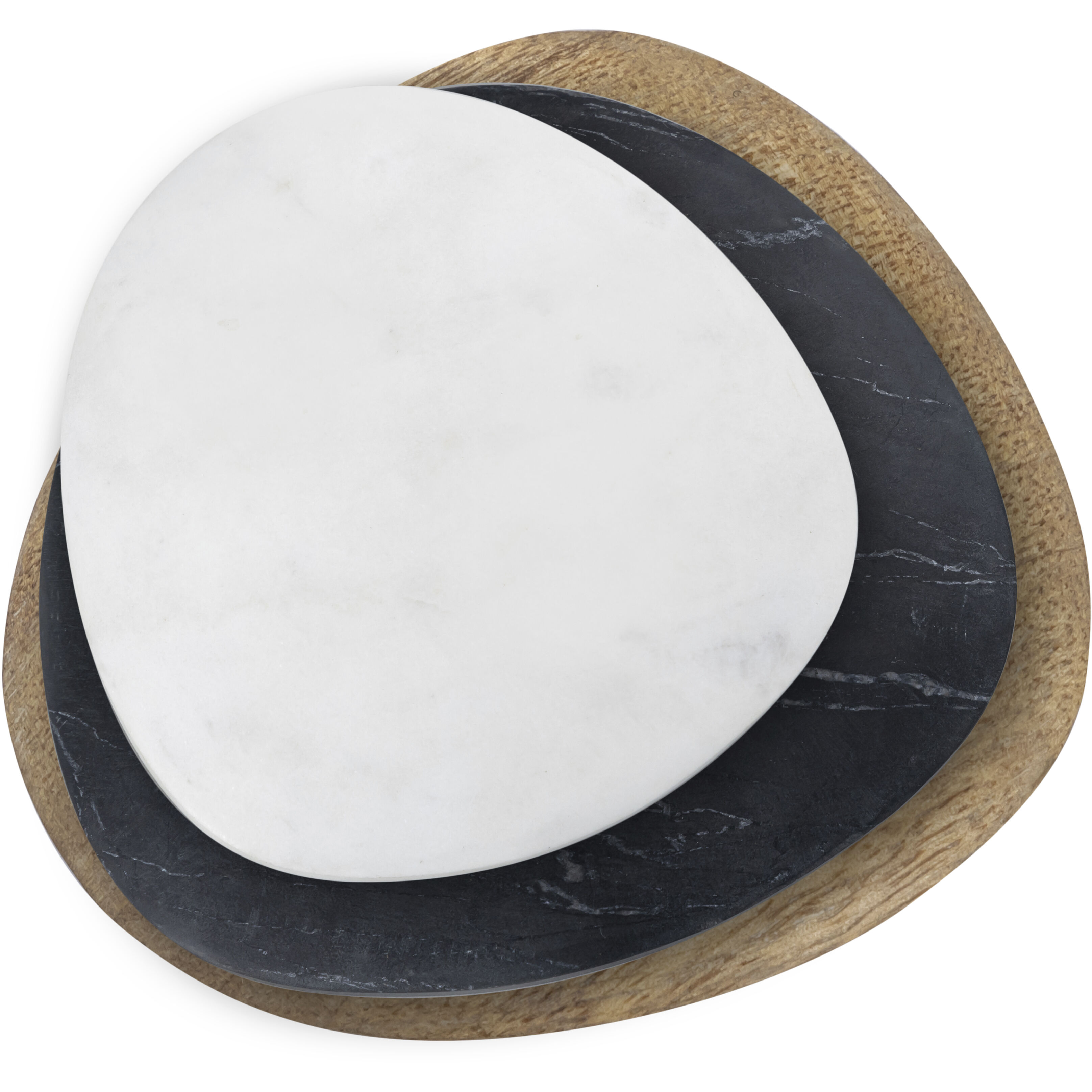 Cairn Black with White and Natural Decorative Object, Set of 3