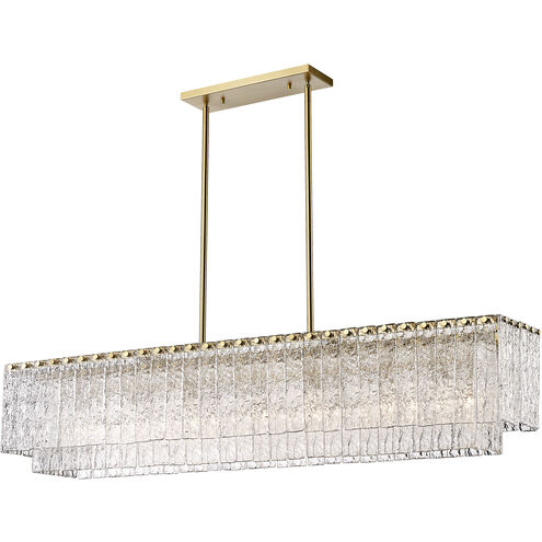Glacier 7 Light 53.5 inch Modern Gold Linear Chandelier Ceiling Light