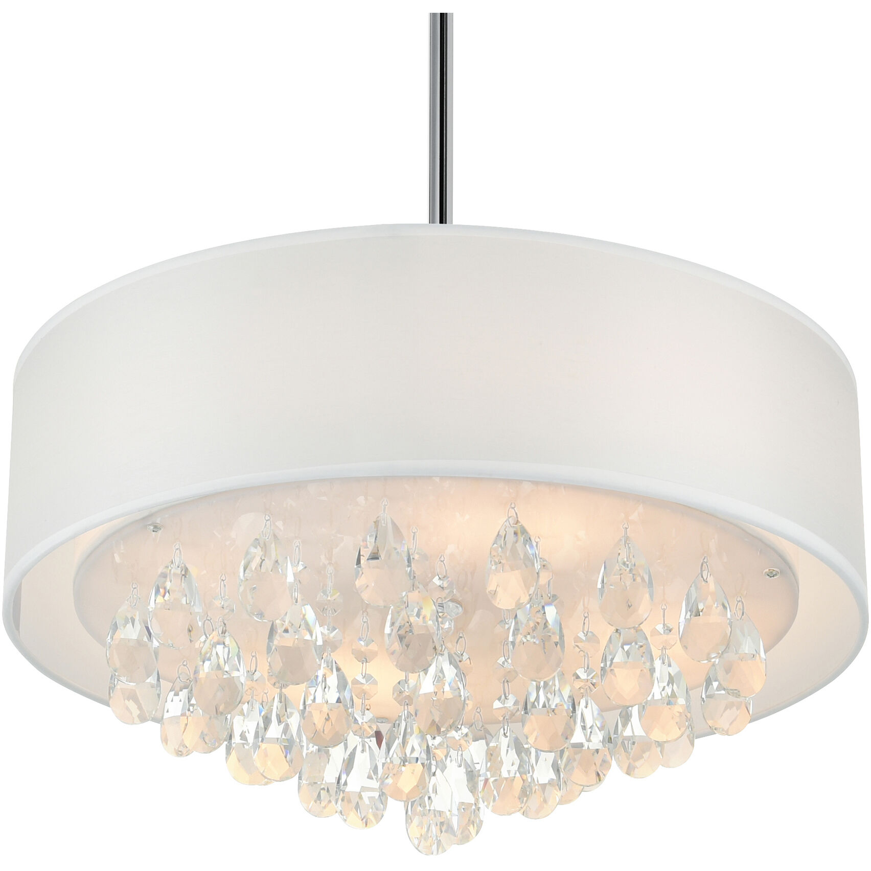 Dash 4 Light 18 inch Chrome Drum Shade Chandelier Ceiling Light in Off White