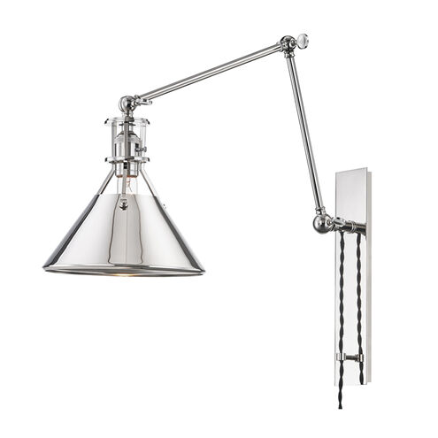 Metal No.2 30 inch 60 watt Polished Nickel Swing-Arm Wall Sconce Wall Light