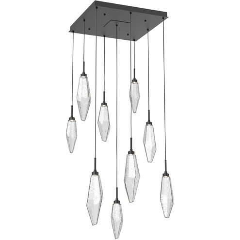 Rock Crystal LED 26.1 inch Matte Black Chandelier Ceiling Light in 3000K LED, Chilled Clear, Square Multi-Port