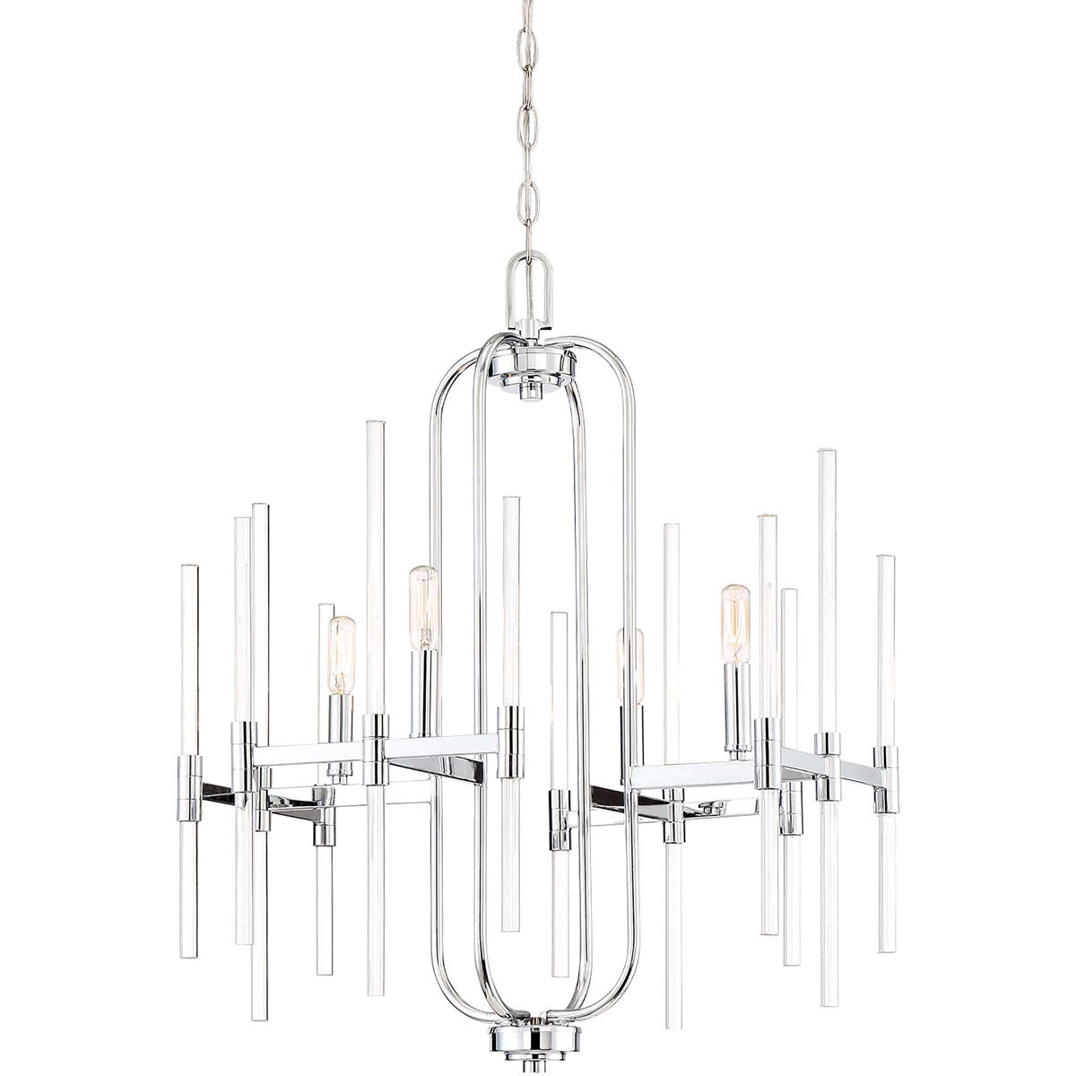 Pillar 4 Light 22 inch Chrome Chandelier Ceiling Light