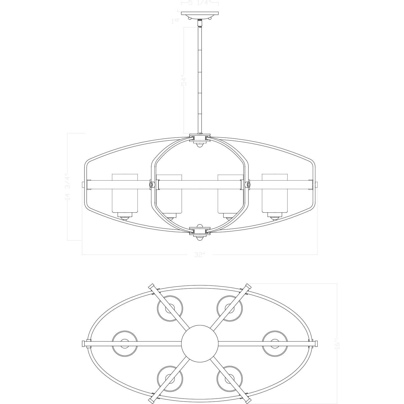 Kirkland 6 Light 32 inch English Bronze and Warm Brass Linear Chandelier Ceiling Light