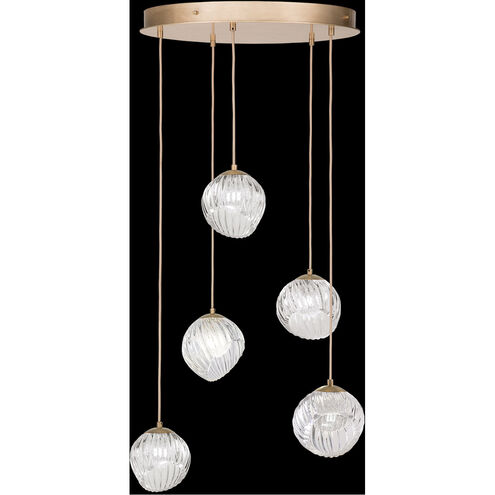 Nest 5 Light 27.5 inch Gold Pendant Ceiling Light in Clear Studio Glass