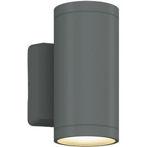 Outdoor Cylinder 2 Light 6 inch Silver LED Wall Sconce Wall Light