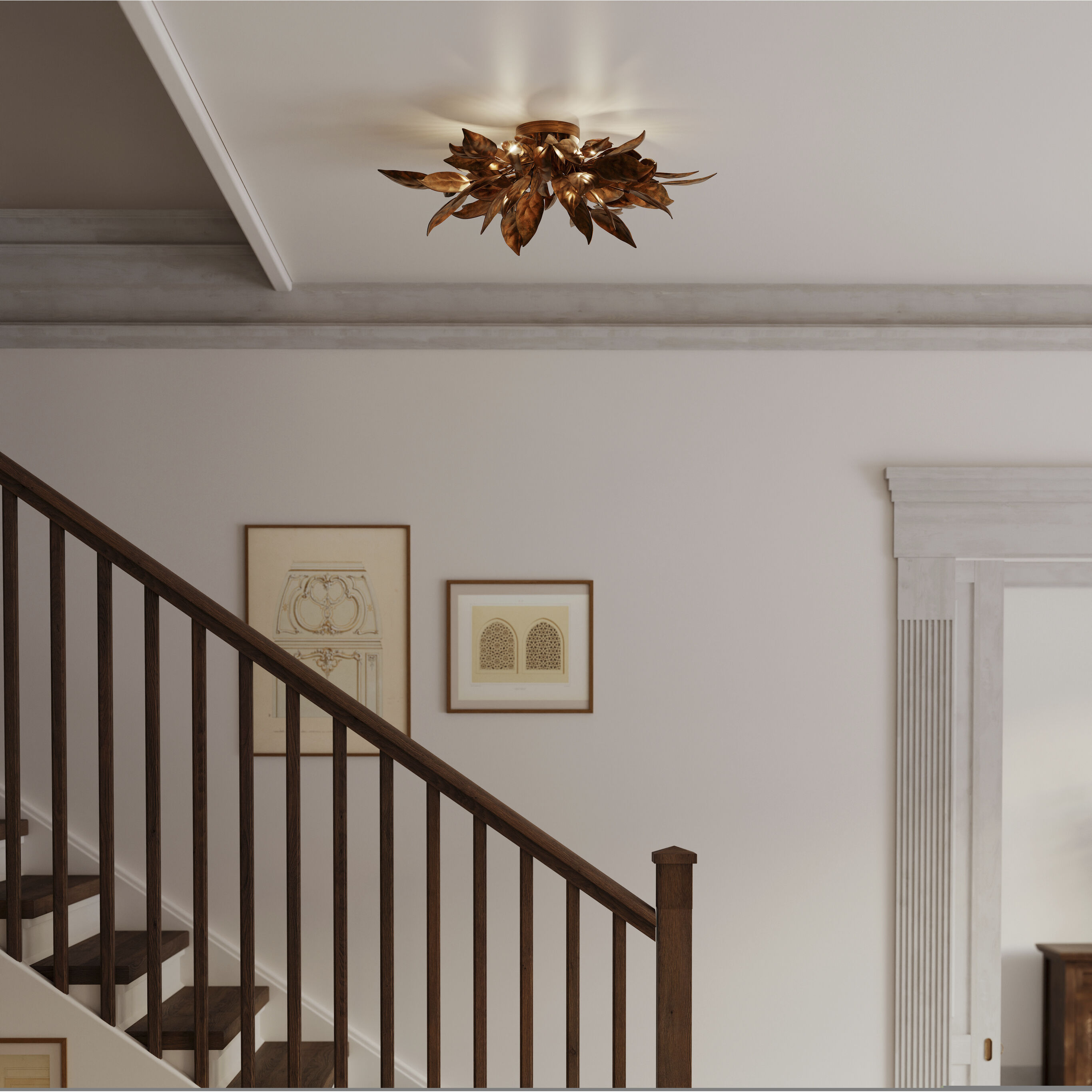 Seraphine 6 Light 29.5 inch Weathered Gold Flush Mount Ceiling Light