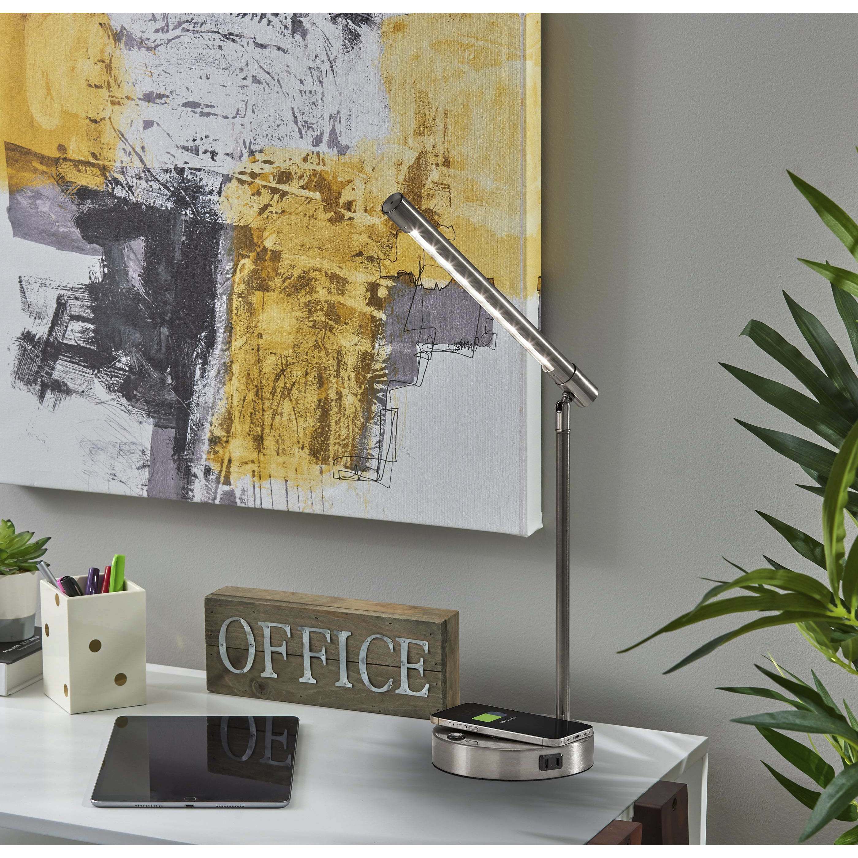 Dax 16 inch 9.00 watt Brushed Steel Wireless Charging Desk Lamp Portable Light