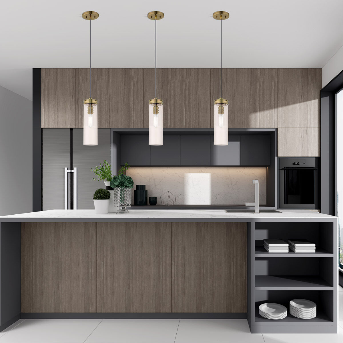 Art Glass 1 Light 5.13 inch Antique Brass Mini Pendant Ceiling Light