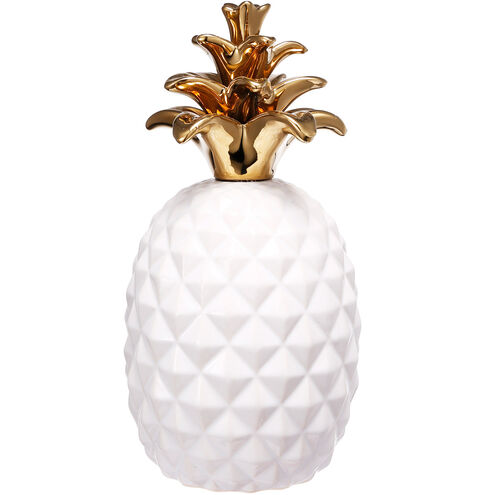 Pineapple White/Gold Decor Accent