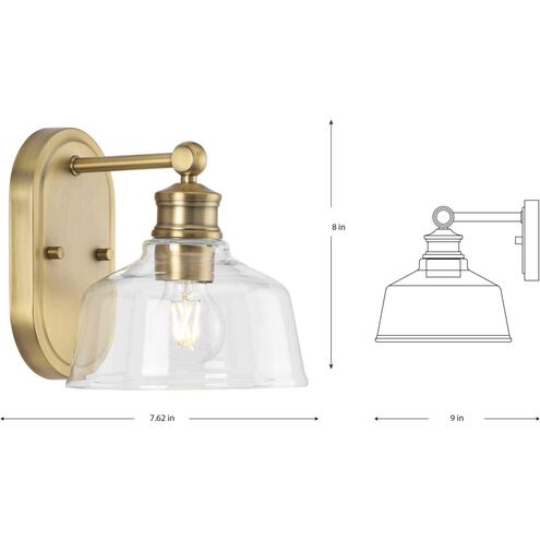 Singleton 1 Light 7.62 inch Vintage Brass Bath Vanity Wall Light