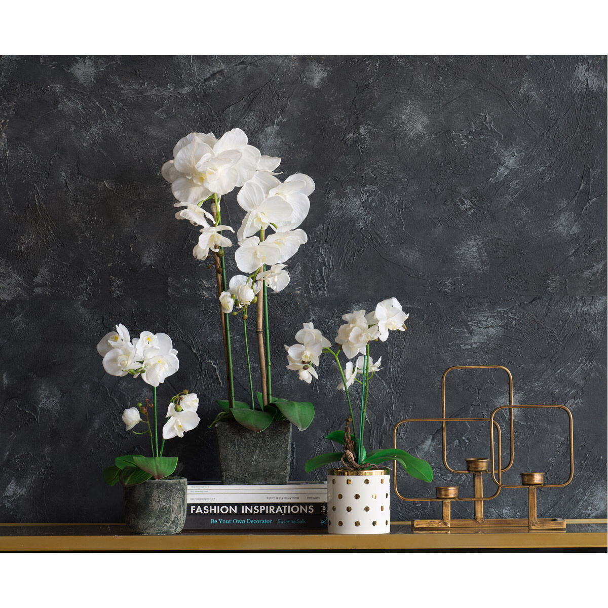 Dot White Faux Orchid