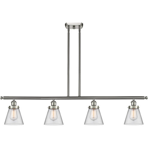 Ballston Small Cone LED 48 inch Brushed Satin Nickel Island Light Ceiling Light in Clear Glass, Ballston