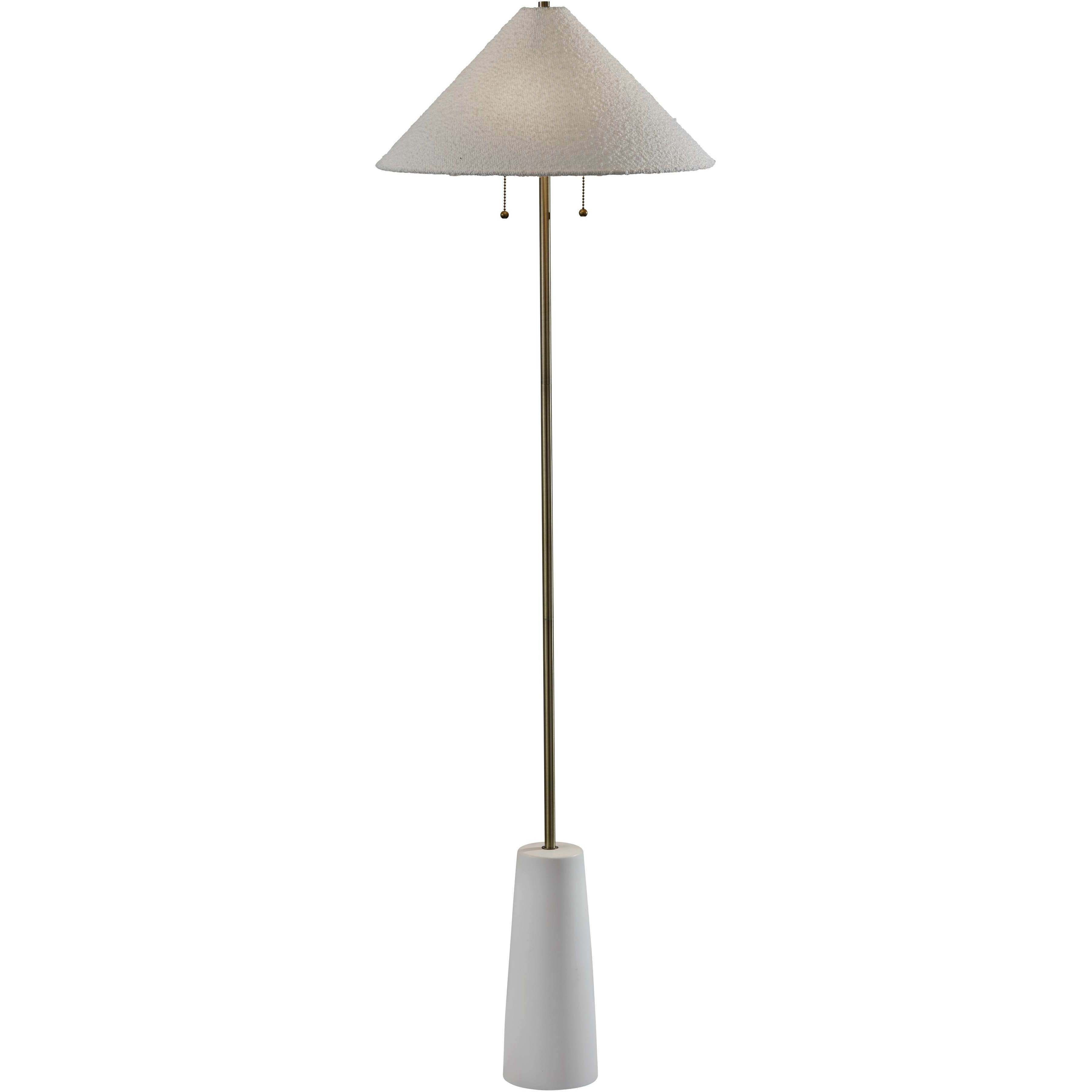 Waylon 60 inch 60.00 watt White and Antique Brass Floor Lamp Portable Light