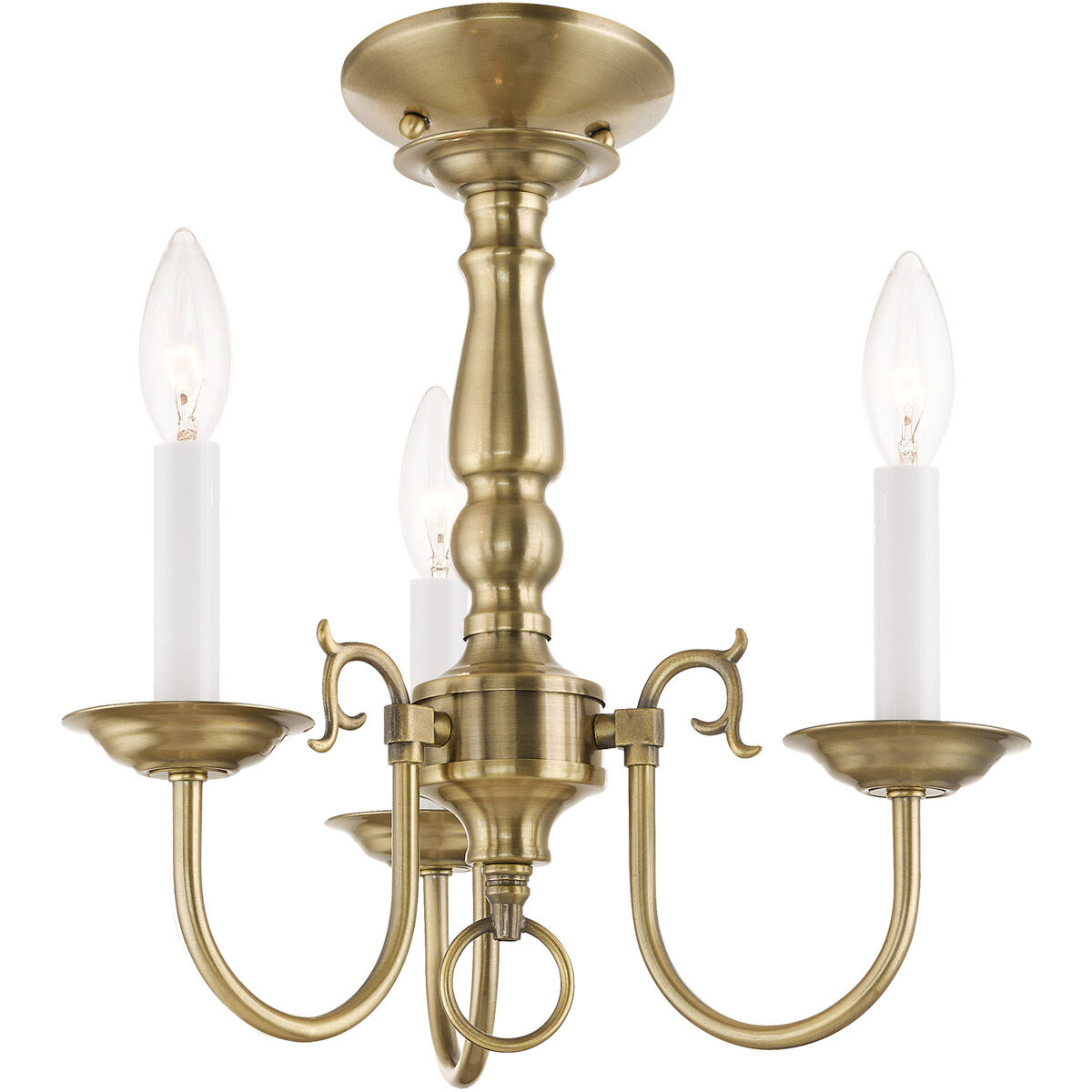 Williamsburgh 3 Light 14 inch Antique Brass Mini Chandelier Ceiling Light