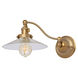 Soho Ashbury 14 inch 100 watt Satin Brass Swing Arm Wall Sconce Wall Light in Clear Glass, Rubbed Brass, Half Swing