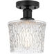 Edison Niagra 1 Light 7 inch Matte Black Semi-Flush Mount Ceiling Light