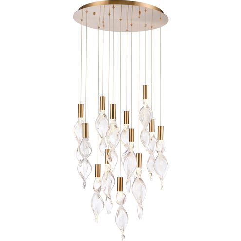 Aurora LED 24 inch Natural Brass Pendant Ceiling Light, Converts to Flush Mount
