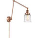 Franklin Restoration Bell 30 inch 100 watt Antique Copper Swing Arm Wall Light in Deco Swirl Glass