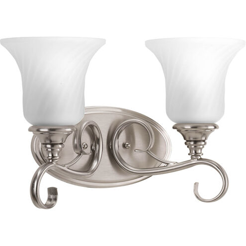 Kensington 2 Light 15 inch Brushed Nickel Bath Vanity Wall Light in Swirl Etched Glass
