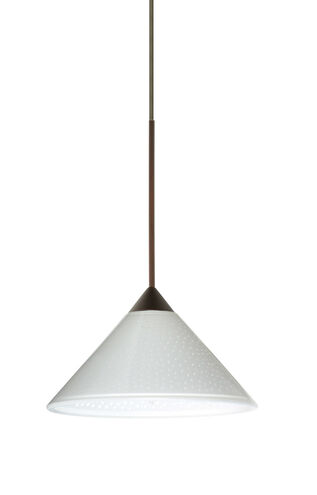 Kona LED Bronze Pendant Ceiling Light in White Starpoint Glass