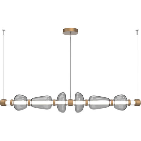 Bolla LED 72.6 inch Novel Brass Linear Chandelier Ceiling Light in Smoke, Mandrel