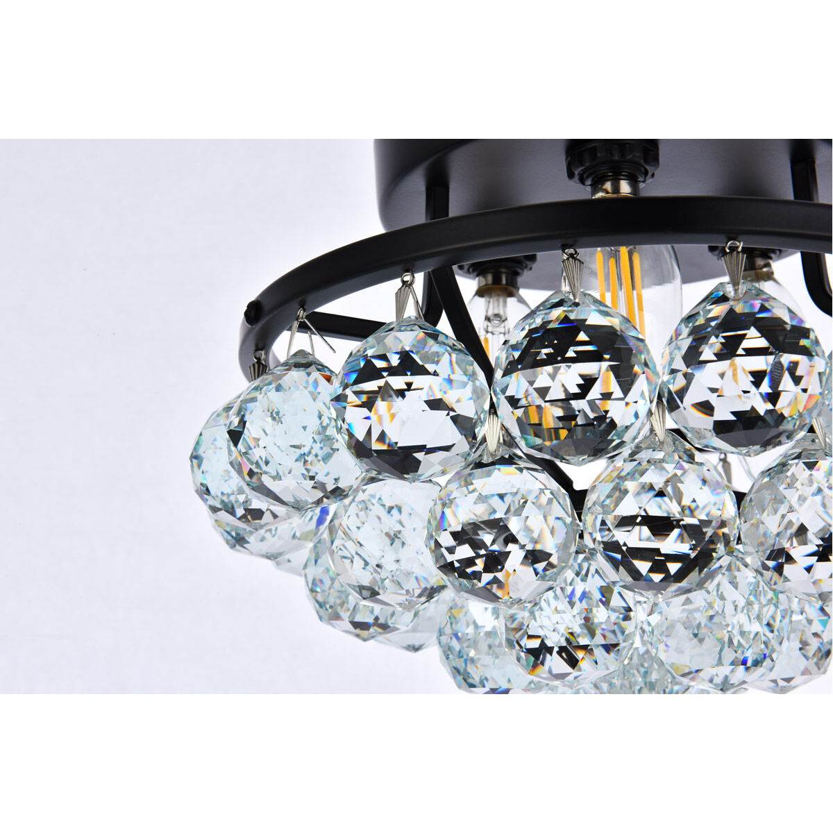 Corona 3 Light 10 inch Black and Clear Flush Mount Ceiling Light