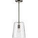 Clarion 1 Light Brushed Nickel Pendant Ceiling Light, Small