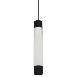 Cicada 1 Light 3 inch Black Marble With Knurled Accent Pendant Ceiling Light