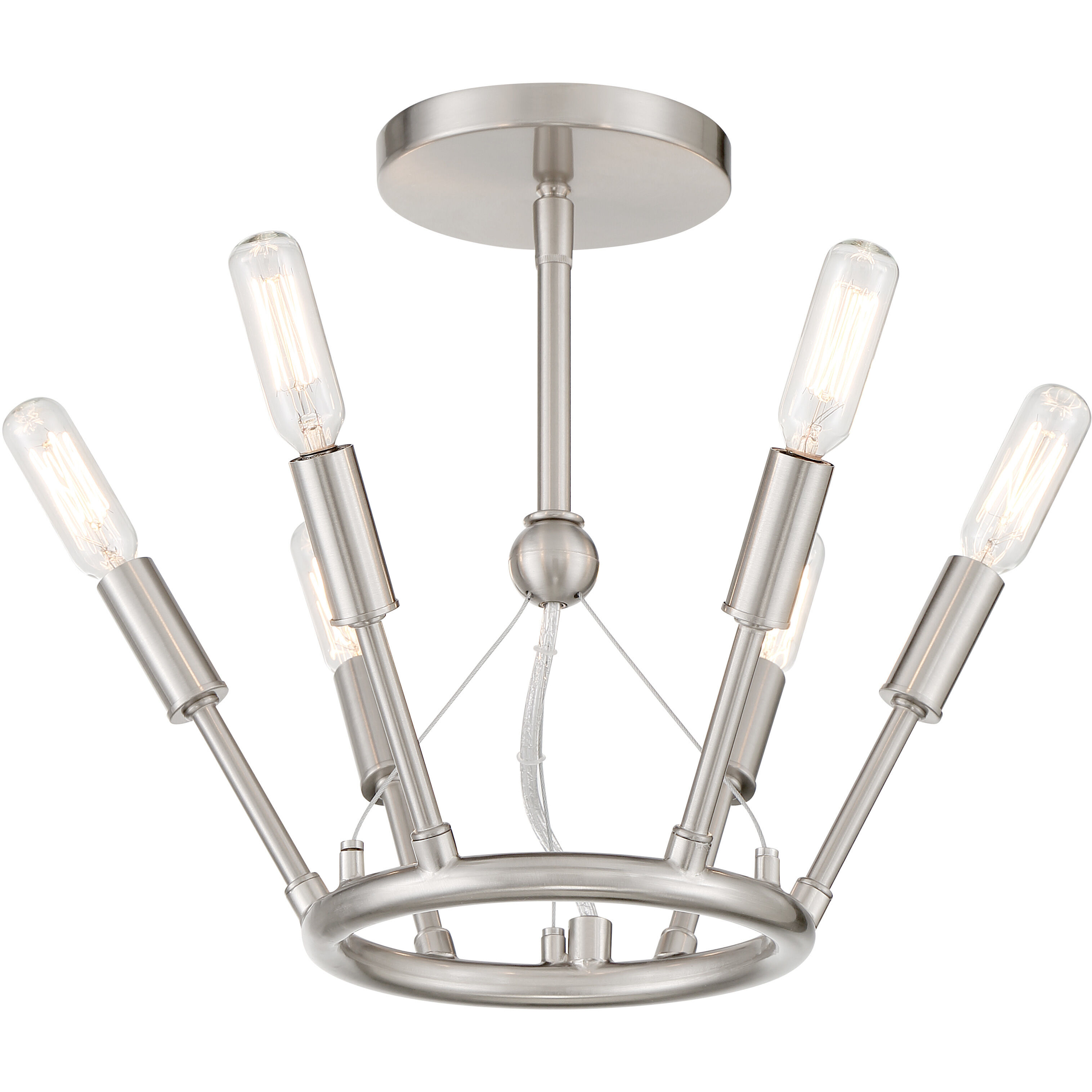 Royalty 6 Light 12.75 inch Brushed Nickel Semi Flush Ceiling Light