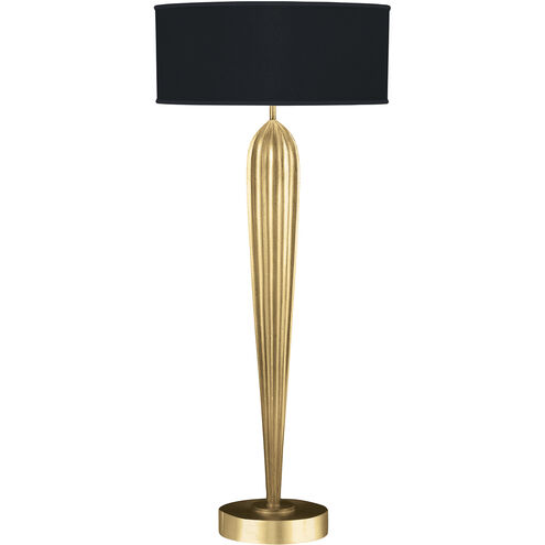 Allegretto 33 inch Gold Leaf Table Lamp Portable Light in Black Fabric