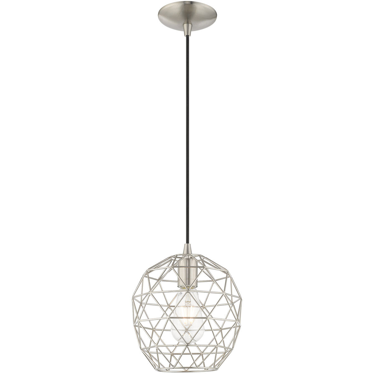 Geometric 1 Light 8 inch Brushed Nickel Mini Pendant Ceiling Light