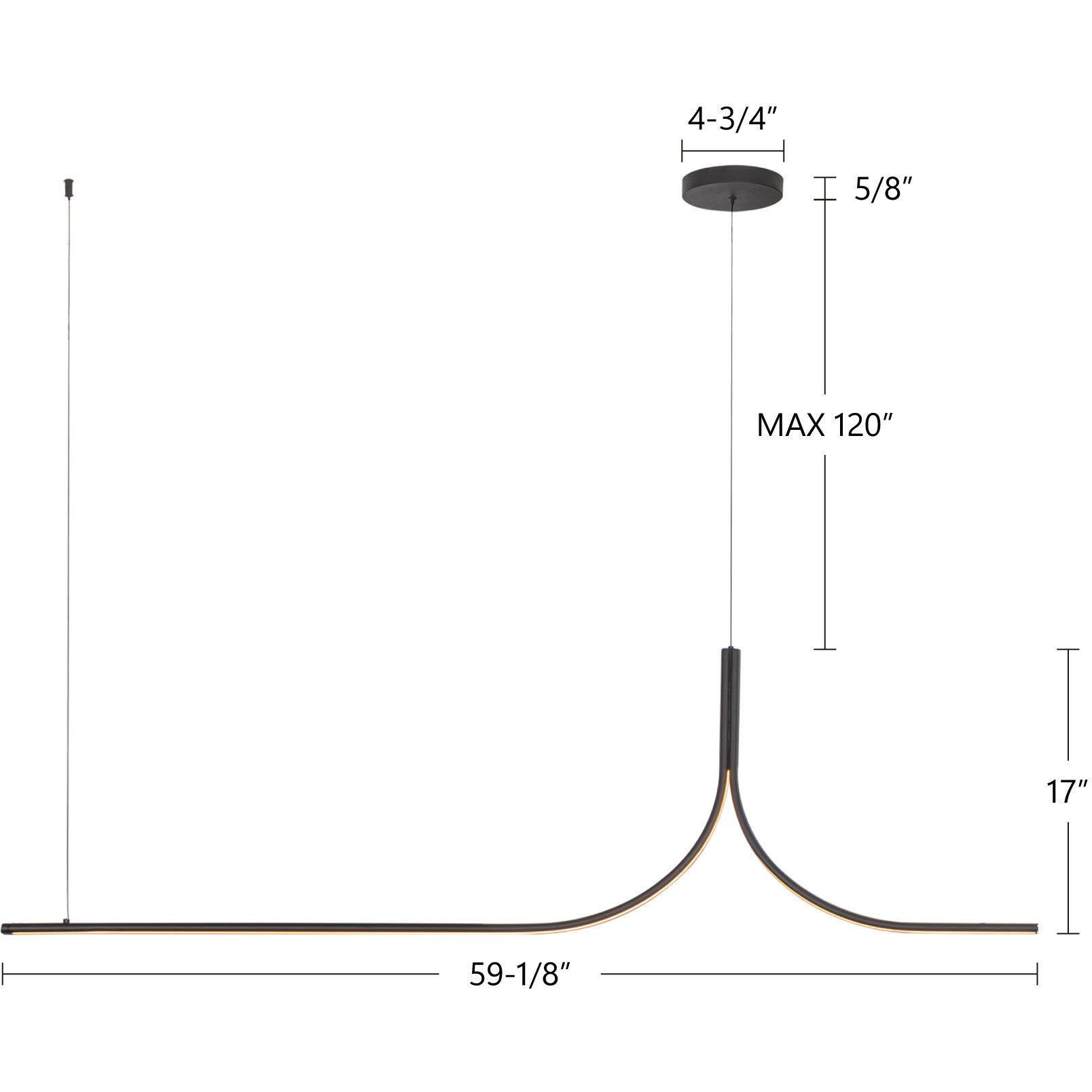 Thread LED 59.13 inch Black Linear Pendant Ceiling Light