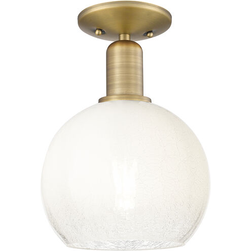 Downtown Urban Brookhaven Globe 1 Light 7.88 inch Brushed Brass Semi-Flush Mount Ceiling Light in Opal Glass