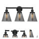 Cone 3 Light 24.5 inch Matte Black Bath Vanity Light Wall Light