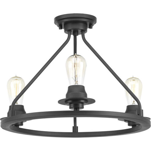 Debut 3 Light 20 inch Graphite Semi-Flush Mount Convertible Ceiling Light, Design Series