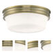 Galen 3 Light 14 inch Antique Brass Flush Mount Ceiling Light