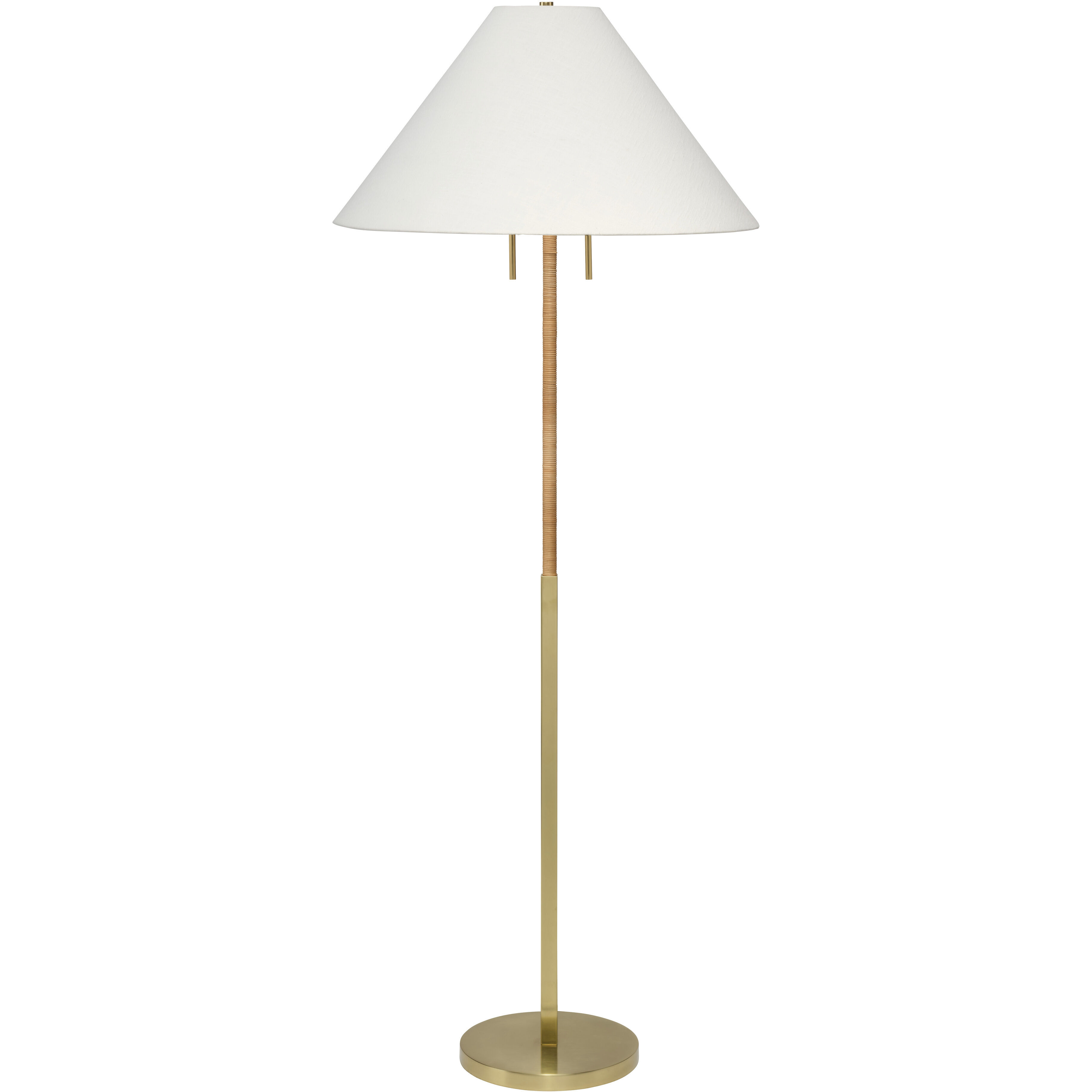 Harrison 64.75 inch 75 watt Brushed Brass and Natural Rattan Floor Lamp Portable Light, Inline