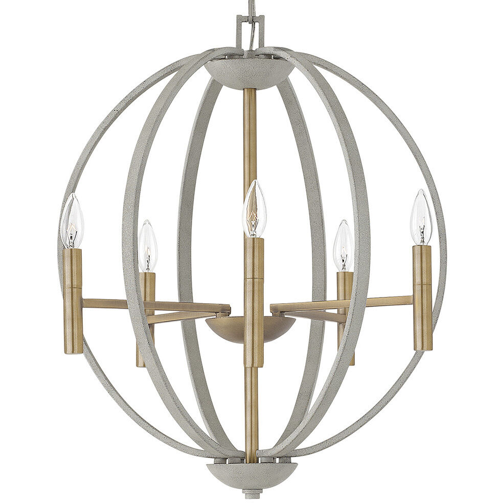 Euclid 6 Light 21.25 inch Cement Gray with Brushed Gold Indoor Chandelier Ceiling Light
