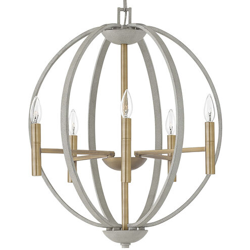 Euclid LED 21 inch Cement Gray with Brushed Gold Indoor Chandelier Ceiling Light